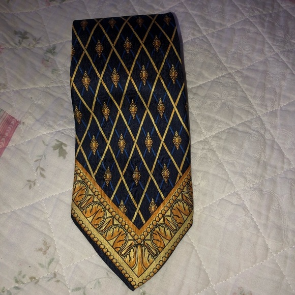 Versace Blue and Gold Elegant Tie - Picture 1 of 7